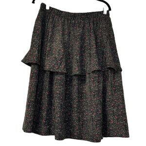 Magnetic woman’s xl NWT floral pink brown basset elastic midi skirt casual fun
